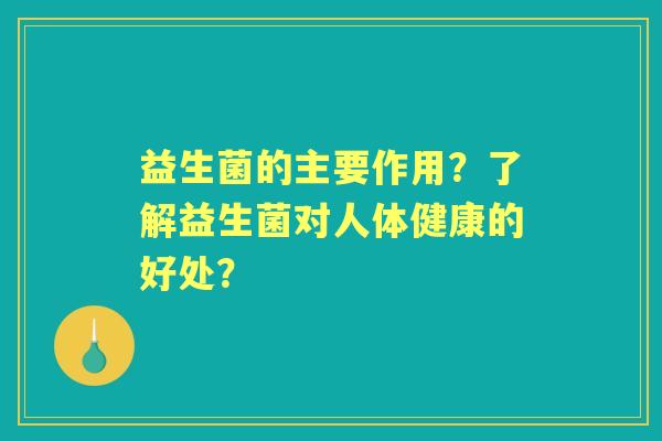 益生菌的主要作用？了解益生菌对人体健康的好处？