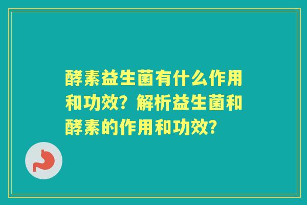 酵素益生菌有什么作用和功效？解析益生菌和酵素的作用和功效？