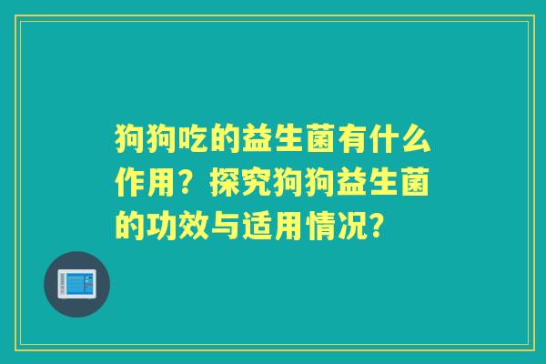 狗狗吃的益生菌有什么作用？探究狗狗益生菌的功效与适用情况？