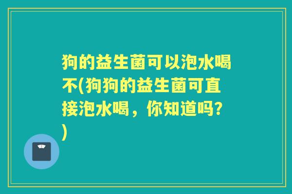 狗的益生菌可以泡水喝不(狗狗的益生菌可直接泡水喝，你知道吗？)