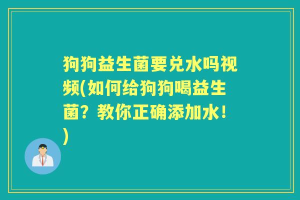 狗狗益生菌要兑水吗视频(如何给狗狗喝益生菌?教你正确添加水!) 狗狗益生菌要兑水吗视频(如何给狗狗喝益生菌?教你正确添加水!)