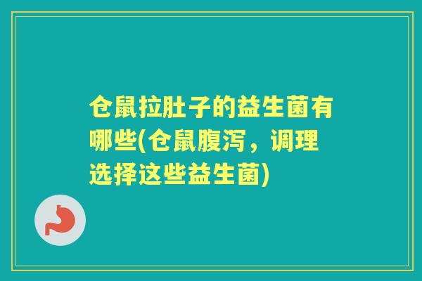 仓鼠拉肚子的益生菌有哪些(仓鼠，调理选择这些益生菌)