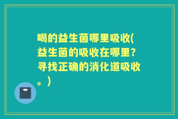 喝的益生菌哪里吸收(益生菌的吸收在哪里？寻找正确的消化道吸收。)
