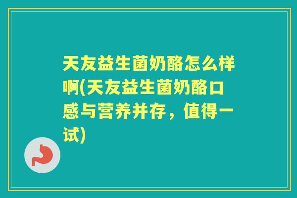 天友益生菌奶酪怎么样啊(天友益生菌奶酪口感与营养并存，值得一试)