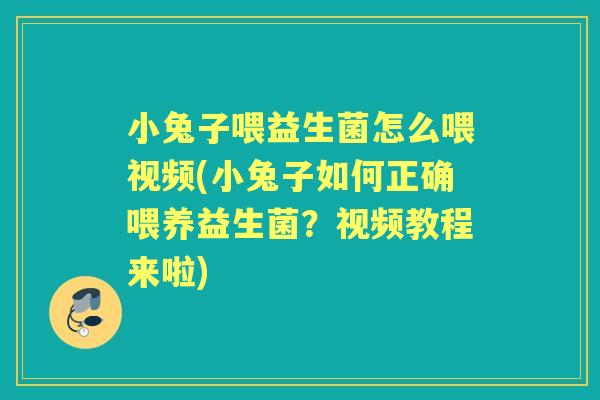 小兔子喂益生菌怎么喂视频(小兔子如何正确喂养益生菌?视频教程来啦) 小兔子喂益生菌怎么喂视频(小兔子如何正确喂养益生菌?视频教程来啦)