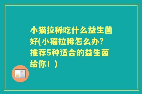 小猫拉稀吃什么益生菌好(小猫拉稀怎么办？推荐5种适合的益生菌给你！)