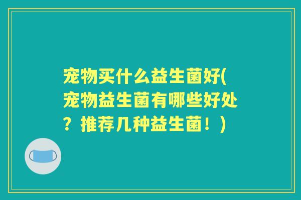 宠物买什么益生菌好(宠物益生菌有哪些好处?推荐几种益生菌!) 宠物买什么益生菌好(宠物益生菌有哪些好处?推荐几种益生菌!)