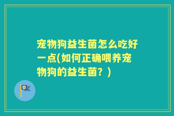 宠物狗益生菌怎么吃好一点(如何正确喂养宠物狗的益生菌?) 宠物狗益生菌怎么吃好一点(如何正确喂养宠物狗的益生菌?)