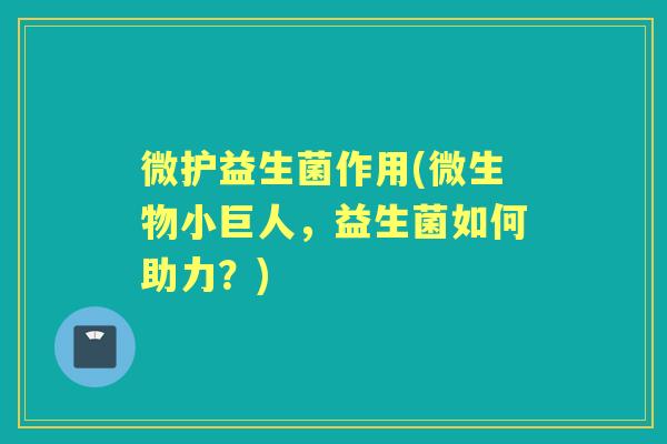 微护益生菌作用(微生物小巨人,益生菌如何助力?) 微护益生菌作用(微生物小巨人,益生菌如何助力?)