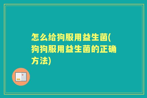 怎么给狗服用益生菌(狗狗服用益生菌的正确方法)