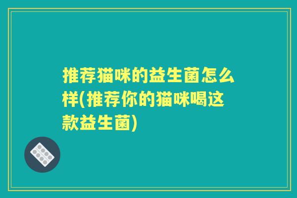 推荐猫咪的益生菌怎么样(推荐你的猫咪喝这款益生菌)