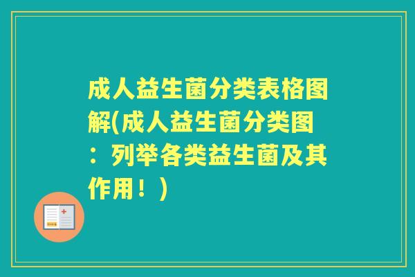 成人益生菌分类表格图解(成人益生菌分类图:列举各类益生菌及其作用!) 成人益生菌分类表格图解(成人益生菌分类图:列举各类益生菌及其作用!)