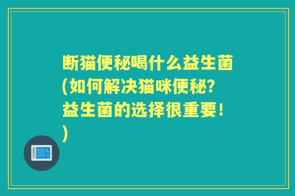 断猫喝什么益生菌(如何解决猫咪？益生菌的选择很重要！)