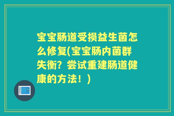 宝宝肠道受损益生菌怎么修复(宝宝肠内菌群失衡?尝试重建肠道健康的方法!) 宝宝肠道受损益生菌怎么修复(宝宝肠内菌群失衡?尝试重建肠道健康的方法!)