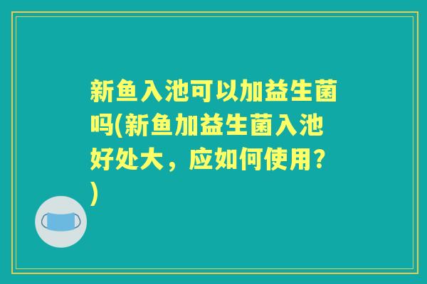 新鱼入池可以加益生菌吗(新鱼加益生菌入池好处大,应如何使用?) 新鱼入池可以加益生菌吗(新鱼加益生菌入池好处大,应如何使用?)
