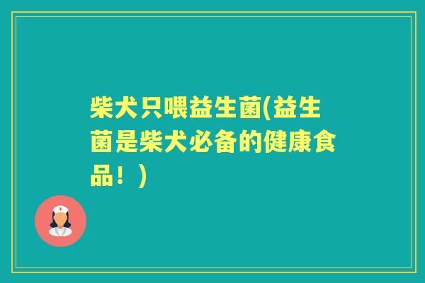 柴犬只喂益生菌(益生菌是柴犬必备的健康食品!) 柴犬只喂益生菌(益生菌是柴犬必备的健康食品!)