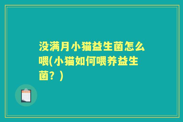 没满月小猫益生菌怎么喂(小猫如何喂养益生菌?) 没满月小猫益生菌怎么喂(小猫如何喂养益生菌?)