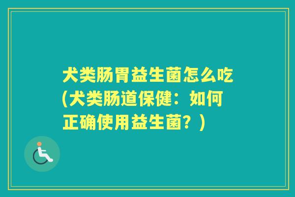 犬类肠胃益生菌怎么吃(犬类肠道保健:如何正确使用益生菌?) 犬类肠胃益生菌怎么吃(犬类肠道保健:如何正确使用益生菌?)