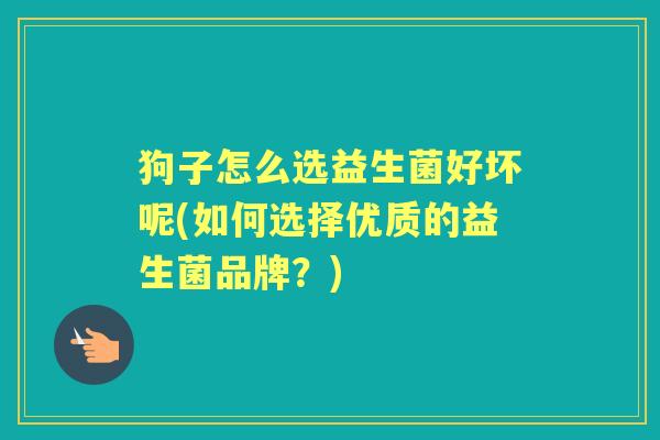 狗子怎么选益生菌好坏呢(如何选择优质的益生菌品牌?) 狗子怎么选益生菌好坏呢(如何选择优质的益生菌品牌?)