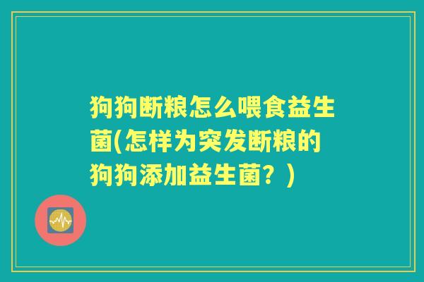 狗狗断粮怎么喂食益生菌(怎样为突发断粮的狗狗添加益生菌?) 狗狗断粮怎么喂食益生菌(怎样为突发断粮的狗狗添加益生菌?)