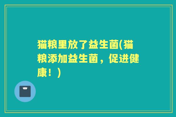 猫粮里放了益生菌(猫粮添加益生菌,促进健康!) 猫粮里放了益生菌(猫粮添加益生菌,促进健康!)