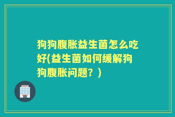 狗狗益生菌怎么吃好(益生菌如何缓解狗狗问题?) 狗狗益生菌怎么吃好(益生菌如何缓解狗狗问题?)