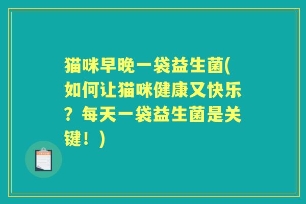 猫咪早晚一袋益生菌(如何让猫咪健康又快乐?每天一袋益生菌是关键!) 猫咪早晚一袋益生菌(如何让猫咪健康又快乐?每天一袋益生菌是关键!)