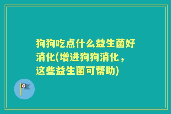 狗狗吃点什么益生菌好消化(增进狗狗消化,这些益生菌可帮助) 狗狗吃点什么益生菌好消化(增进狗狗消化,这些益生菌可帮助)