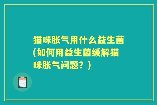 猫咪用什么益生菌(如何用益生菌缓解猫咪问题？)
