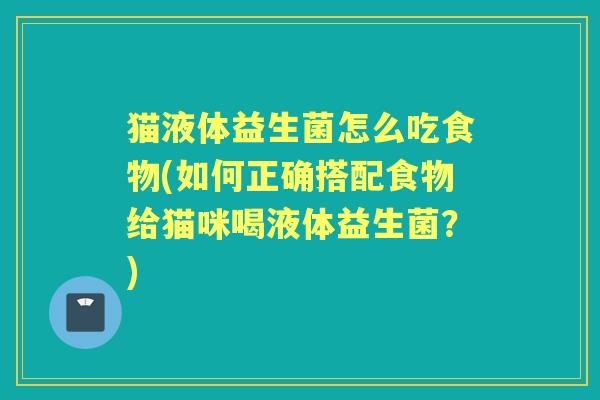 猫液体益生菌怎么吃食物(如何正确搭配食物给猫咪喝液体益生菌?) 猫液体益生菌怎么吃食物(如何正确搭配食物给猫咪喝液体益生菌?)