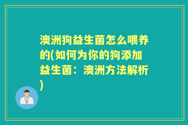 澳洲狗益生菌怎么喂养的(如何为你的狗添加益生菌：澳洲方法解析)