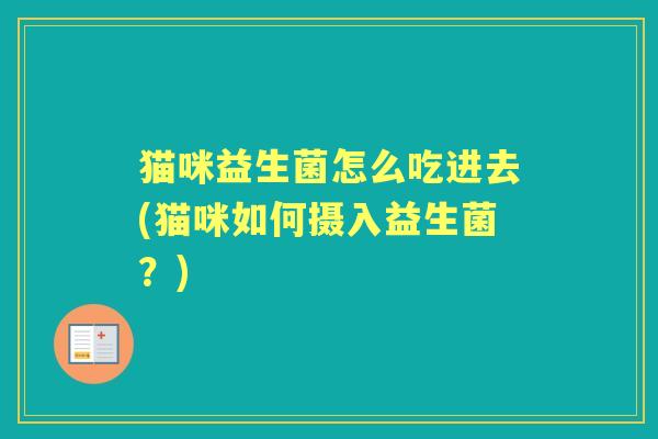 猫咪益生菌怎么吃进去(猫咪如何摄入益生菌?) 猫咪益生菌怎么吃进去(猫咪如何摄入益生菌?)