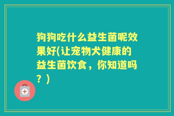 狗狗吃什么益生菌呢效果好(让宠物犬健康的益生菌饮食,你知道吗?) 狗狗吃什么益生菌呢效果好(让宠物犬健康的益生菌饮食,你知道吗?)