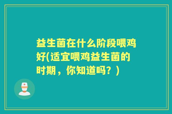 益生菌在什么阶段喂鸡好(适宜喂鸡益生菌的时期,你知道吗?) 益生菌在什么阶段喂鸡好(适宜喂鸡益生菌的时期,你知道吗?)