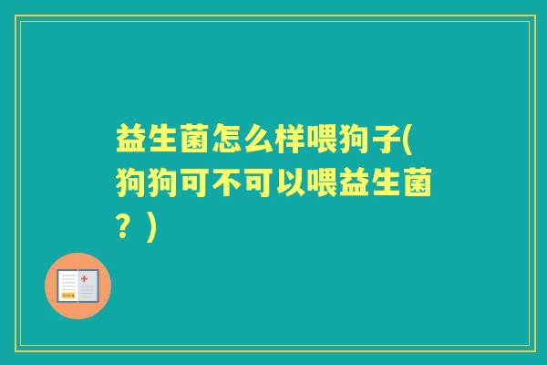 益生菌怎么样喂狗子(狗狗可不可以喂益生菌？)