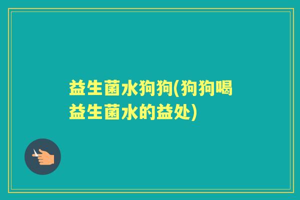 益生菌水狗狗(狗狗喝益生菌水的益处)
