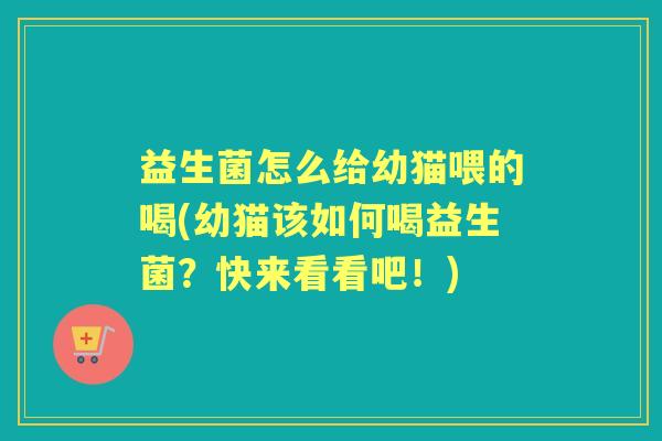 益生菌怎么给幼猫喂的喝(幼猫该如何喝益生菌？快来看看吧！)