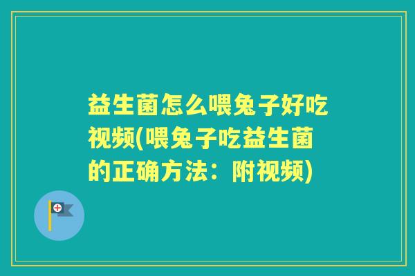 益生菌怎么喂兔子好吃视频(喂兔子吃益生菌的正确方法:附视频) 益生菌怎么喂兔子好吃视频(喂兔子吃益生菌的正确方法:附视频)