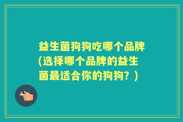 益生菌狗狗吃哪个品牌(选择哪个品牌的益生菌适合你的狗狗?) 益生菌狗狗吃哪个品牌(选择哪个品牌的益生菌适合你的狗狗?)