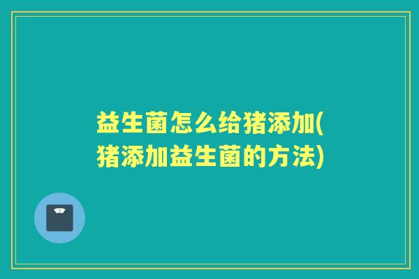 益生菌怎么给猪添加(猪添加益生菌的方法) 益生菌怎么给猪添加(猪添加益生菌的方法)