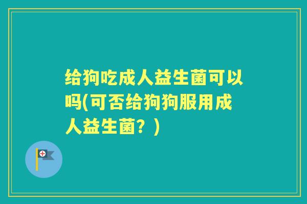 给狗吃成人益生菌可以吗(可否给狗狗服用成人益生菌?) 给狗吃成人益生菌可以吗(可否给狗狗服用成人益生菌?)
