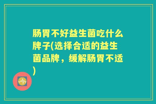 肠胃不好益生菌吃什么牌子(选择合适的益生菌品牌，缓解肠胃不适)