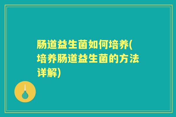 肠道益生菌如何培养(培养肠道益生菌的方法详解)