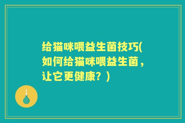 给猫咪喂益生菌技巧(如何给猫咪喂益生菌,让它更健康?) 给猫咪喂益生菌技巧(如何给猫咪喂益生菌,让它更健康?)