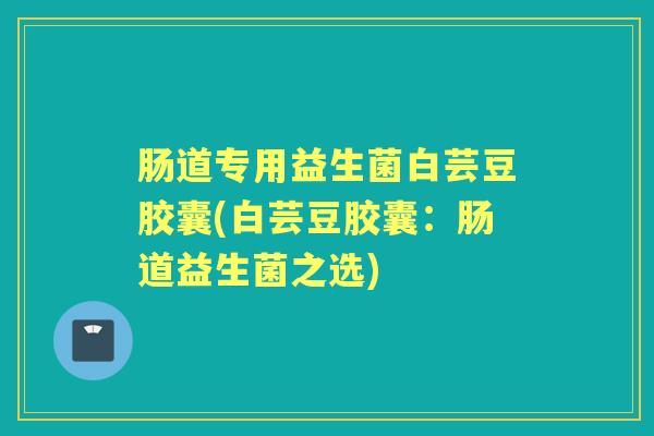 肠道专用益生菌白芸豆胶囊(白芸豆胶囊：肠道益生菌之选)
