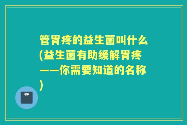 管胃疼的益生菌叫什么(益生菌有助缓解胃疼——你需要知道的名称) 管胃疼的益生菌叫什么(益生菌有助缓解胃疼——你需要知道的名称)