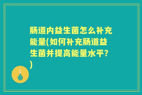 肠道内益生菌怎么补充能量(如何补充肠道益生菌并提高能量水平？)