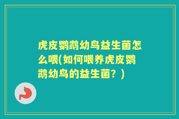 虎皮鹦鹉幼鸟益生菌怎么喂(如何喂养虎皮鹦鹉幼鸟的益生菌？)