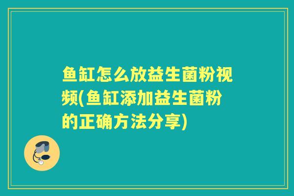 鱼缸怎么放益生菌粉视频(鱼缸添加益生菌粉的正确方法分享)