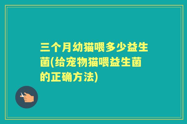 三个月幼猫喂多少益生菌(给宠物猫喂益生菌的正确方法)
